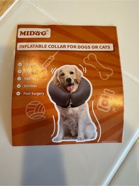 MIDOG Soft Inflatable Pet Recovery Collar Blue Size M Dog & Cat Cone New